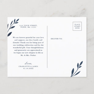 La marina y el follaje rosado Gracias postal