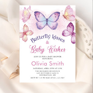 La mariposa besa la invitación de Baby Shower