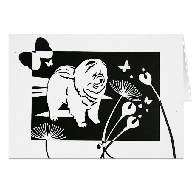 La MARIPOSA COLOCA el papercut del perro chino (Anverso (Horizontal))