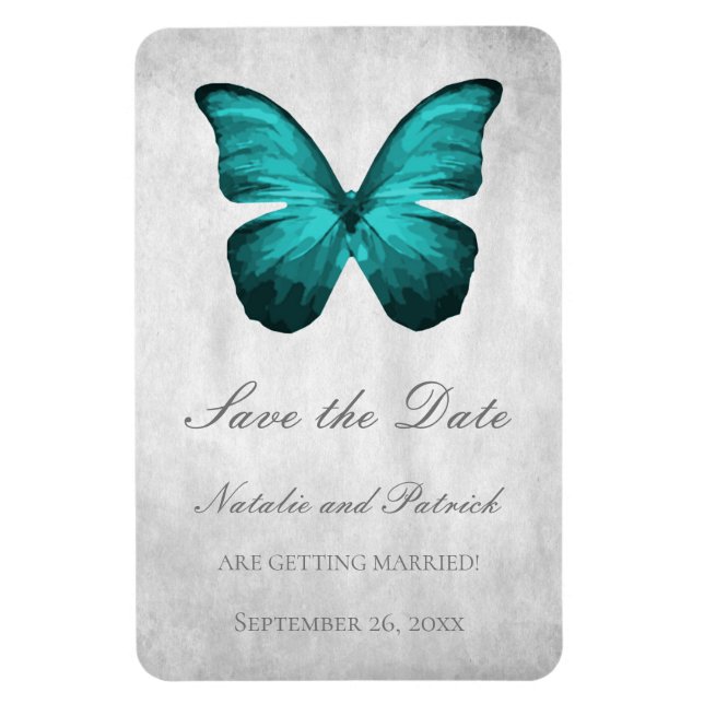 La mariposa verde azulada salva el imán de fecha (Vertical)