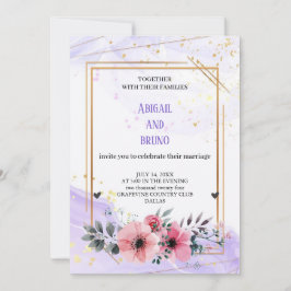 la más bella invitación a la boda púrpura