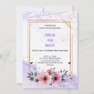 la más bella invitación a la boda púrpura
