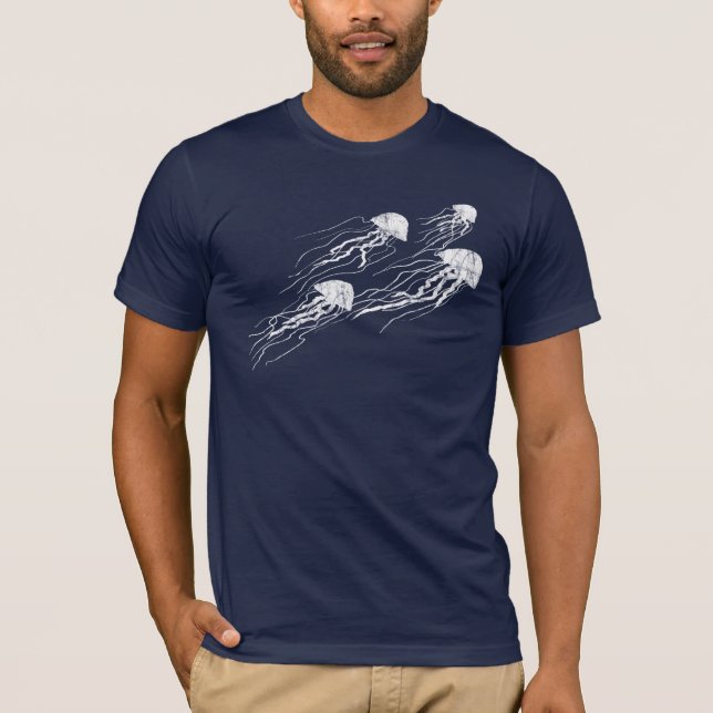 La medusa siluetea la camiseta oscura (Anverso)