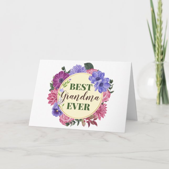 La mejor abuela que haya floral juró la tarjeta de (Anverso)