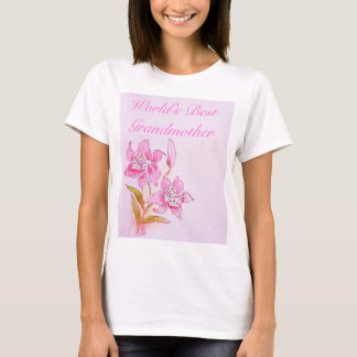 La mejor camiseta del lirio del rosa de la abuela