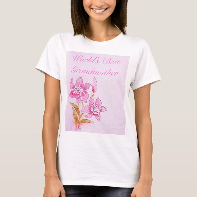 La mejor camiseta del lirio del rosa de la abuela (Anverso)