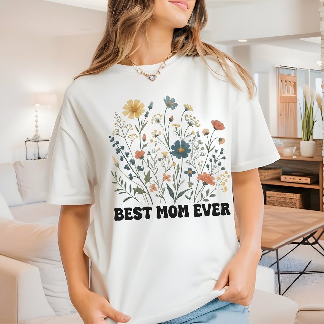 La mejor camiseta retro de flores silvestres, rega (best mom ever shirt, retro mom shirt, wildflowers shirt, mom gift shirt, mothers day shirt)