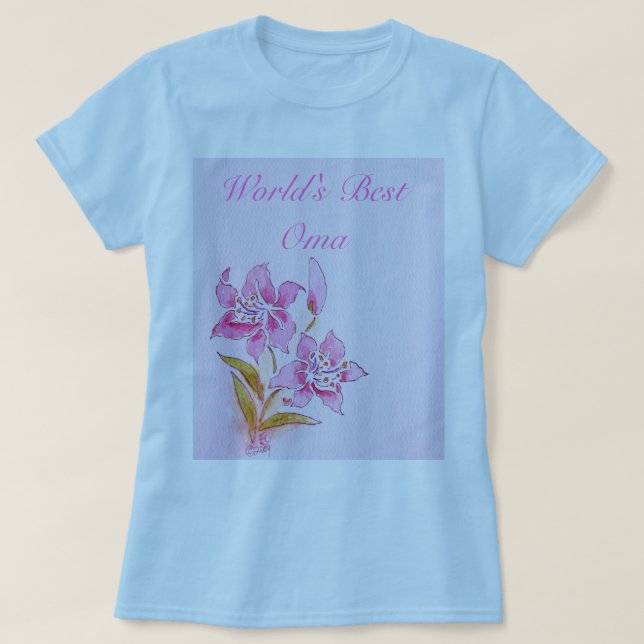 La mejor camiseta rosada del lirio de Oma del (Diseño del anverso)
