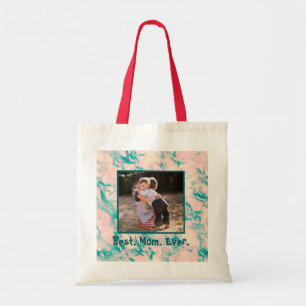 La mejor mamá de mármol rosada y azul de la bolsa 