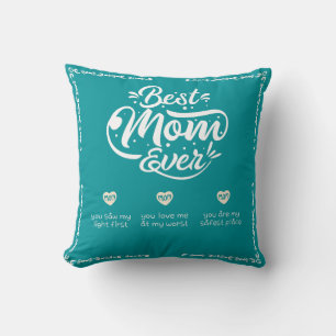 La Mejor Mamá del Mundo Almohada Turquesa - 3 Razo