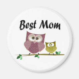 La mejor mamá, imán lindo del arte de los búhos