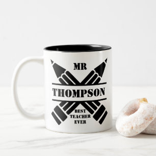 La mejor taza de café del monograma del lápiz del
