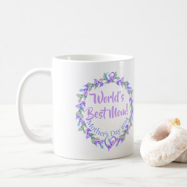 La mejor taza de regalo floral para mamá del mundo (Con donut)