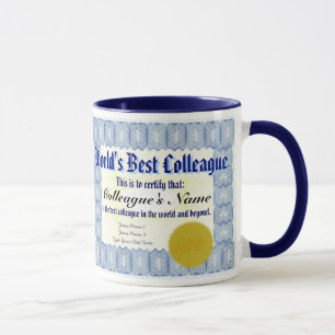 La mejor taza del certificado del colega del mundo