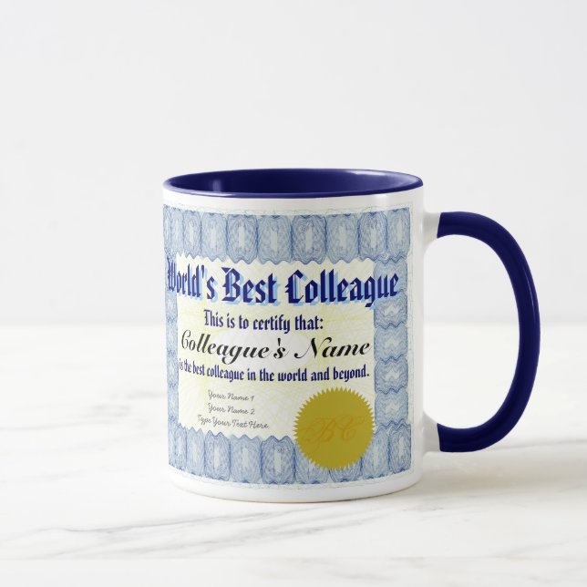 La mejor taza del certificado del colega del mundo (Derecha)