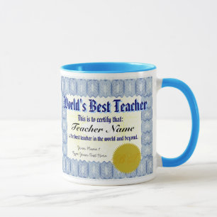 La mejor taza del certificado del profesor del