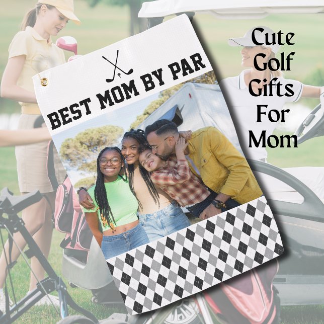 La mejor toalla de golf de Mom By Par Photo Black  (Best Mom By Par Photo Black and White Golf Towel
)