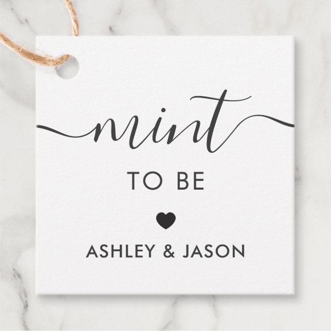 La menta a ser etiqueta del regalo, casandose (Anverso)