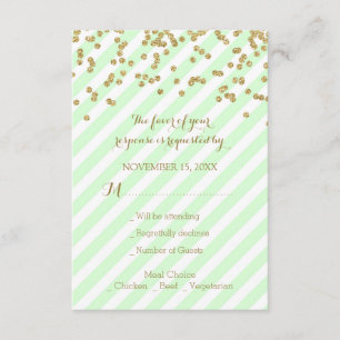 La menta del confeti del oro raya casar RSVP