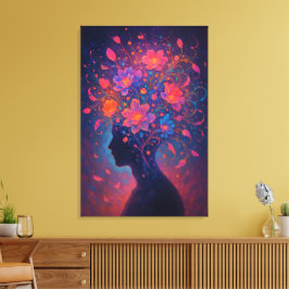 La mente en la flor - Colorido lienzo de arte de f