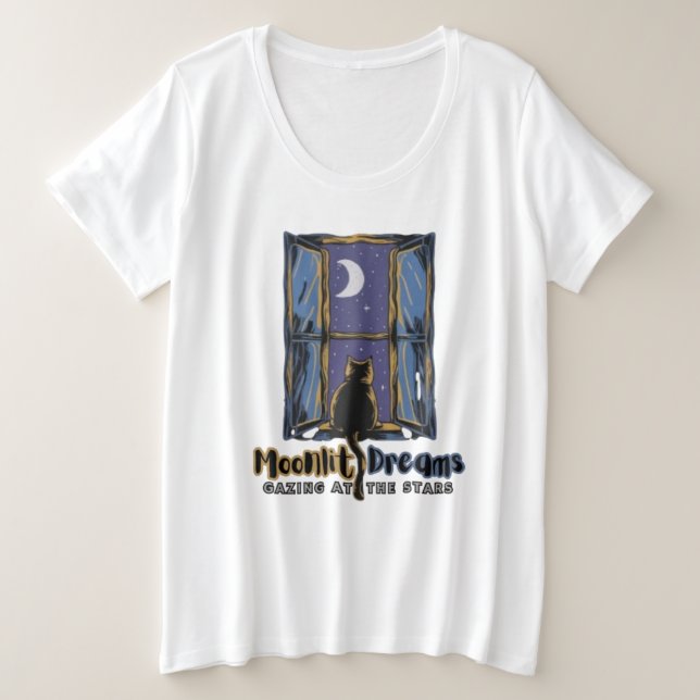 La mirada celeste: Gato negro y luna creciente (Anverso del diseño)