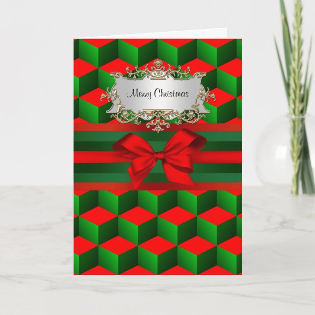 La mirada roja y verde 3D cubica navidad de la (Anverso)