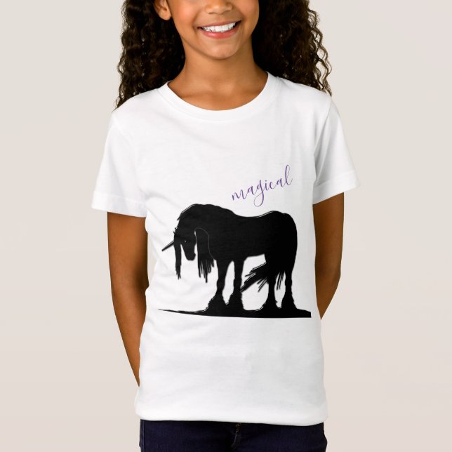 La mística camiseta negra de unicornio (mágica) (Anverso)