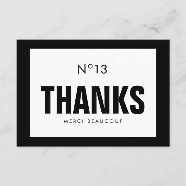 La moda negra y blanca LE AGRADECE TARJETA de NOTA (Anverso)