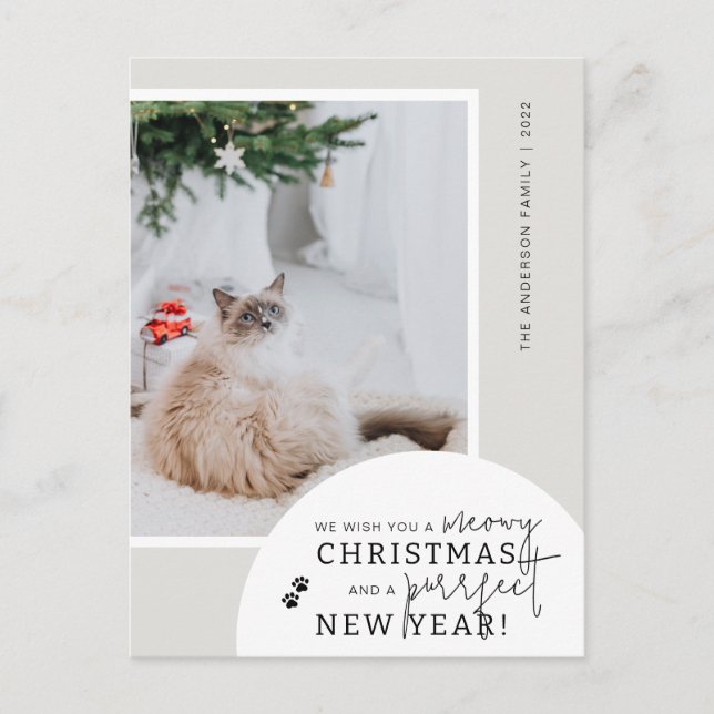 La moderna postal de festividad simple de Cat Love (Anverso)