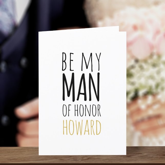 La moderna tarjeta Groomsman sea mi hombre de hono (Ask your Man of Honor to be by your side with this card. Just add your message)