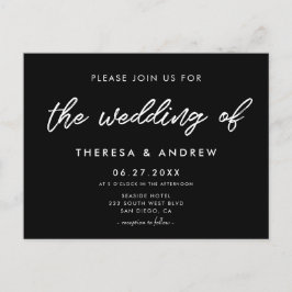 La moderna tipografía invitación a la boda negra