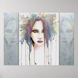 La mujer de fantasía psíquica retrato arte acuarel