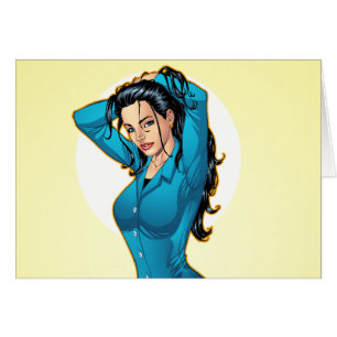 La mujer de negocios que tira su pelo hacia arriba