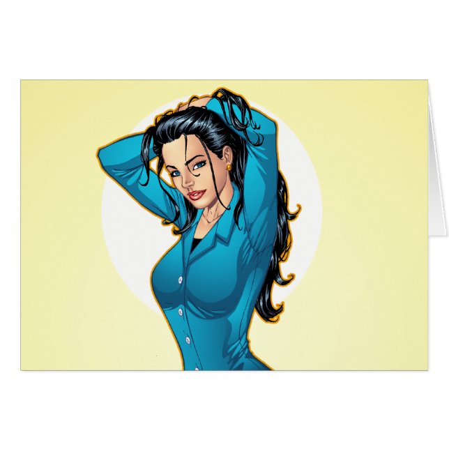 La mujer de negocios que tira su pelo hacia arriba (Anverso (Horizontal))