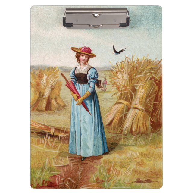 La mujer en el portapapeles del campo de trigo (Anverso)