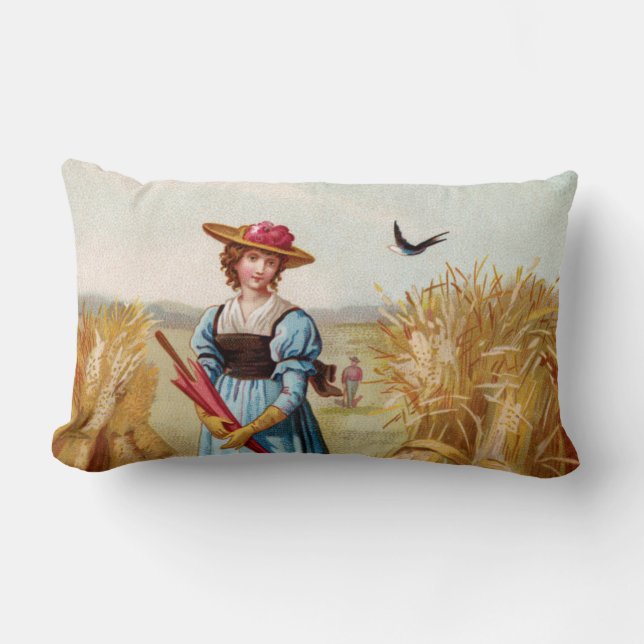 La mujer en la almohada lumbar del campo de trigo (Anverso)