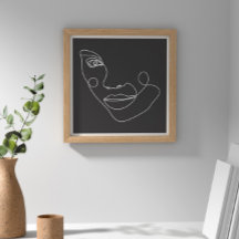 La mujer enfrenta el arte de la línea negra y blan