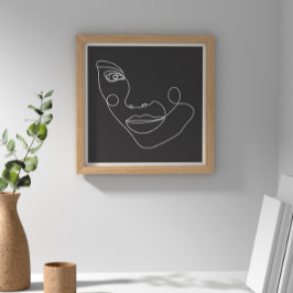 La mujer enfrenta el arte de la línea negra y blan