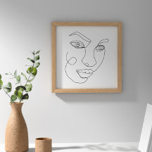 La mujer enfrenta el arte de la línea negra y blan