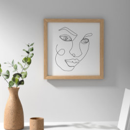 La mujer enfrenta el arte de la línea negra y blan