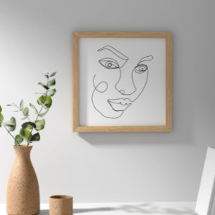 La mujer enfrenta el arte de la línea negra y blan