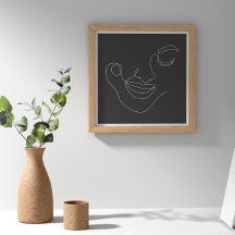 La mujer enfrenta el arte de la línea negra y blan