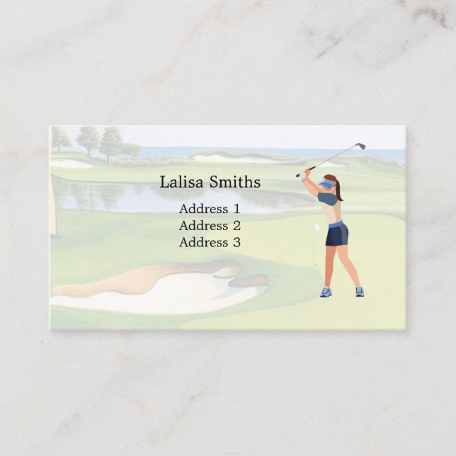 La mujer golfista es una tarjeta de visita de golf (Anverso)