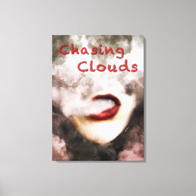 La Mujer Levanta Nubes Vape Grunge Lienzo Envuelto (Anverso)