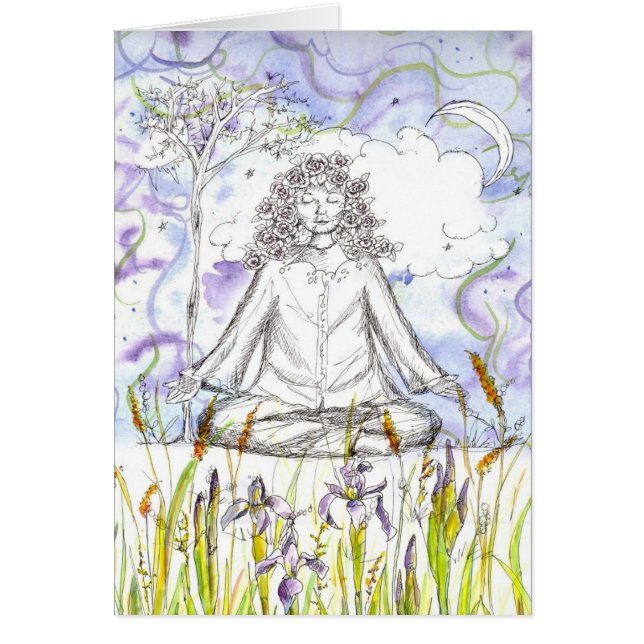 La mujer Yoga Meditación Namaste Dibujo en blanco  (Frente)