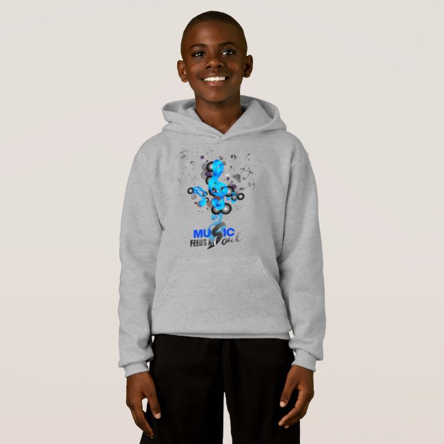 La música alimenta mi alma | Niños Pullover Hoodie (Anverso completo)