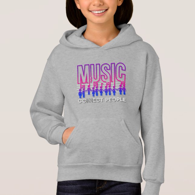 La música conecta a la gente | Niños Pullover Hood (Anverso)
