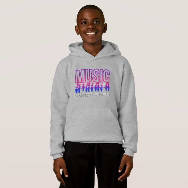 La música conecta a la gente | Niños Pullover Hood (Anverso completo)