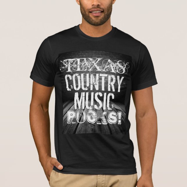 La música de Tejas oscila la camiseta negra básica (Anverso)