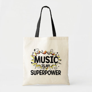 La música es la mi bolsa de asas roja y amarilla
